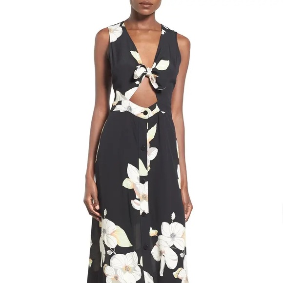Leith Dresses & Skirts - Leith Black Floral MIDI Dress